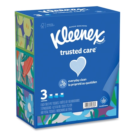 Kleenex Trusted Care 2 Ply Facial Tissues, 160 Sheets, 12 PK 54303